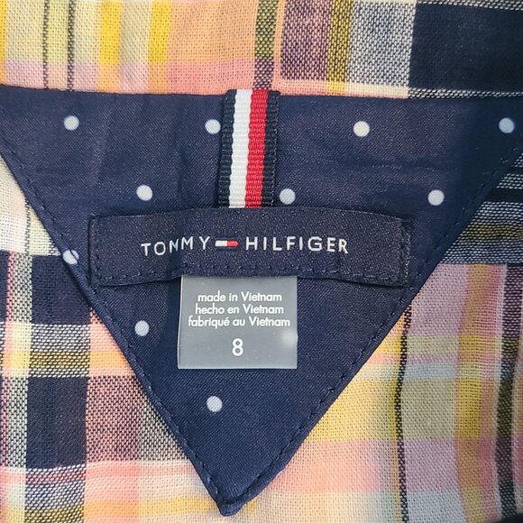 Tommy Hilfiger Patchwork Plaid Blazer Jacket Elbow Patches 8 Preppy Acadamia - Picture 5 of 9